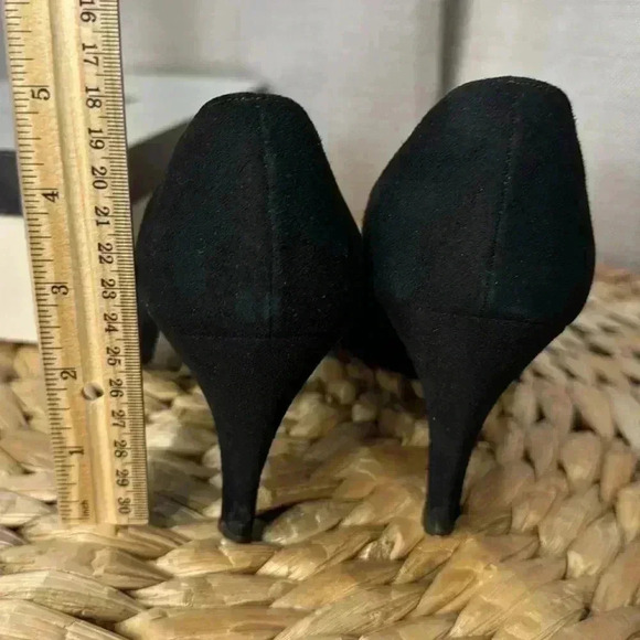 Charles Jourdan Suede Vintage Black Heels Bow Size 8 - Picture 7 of 9